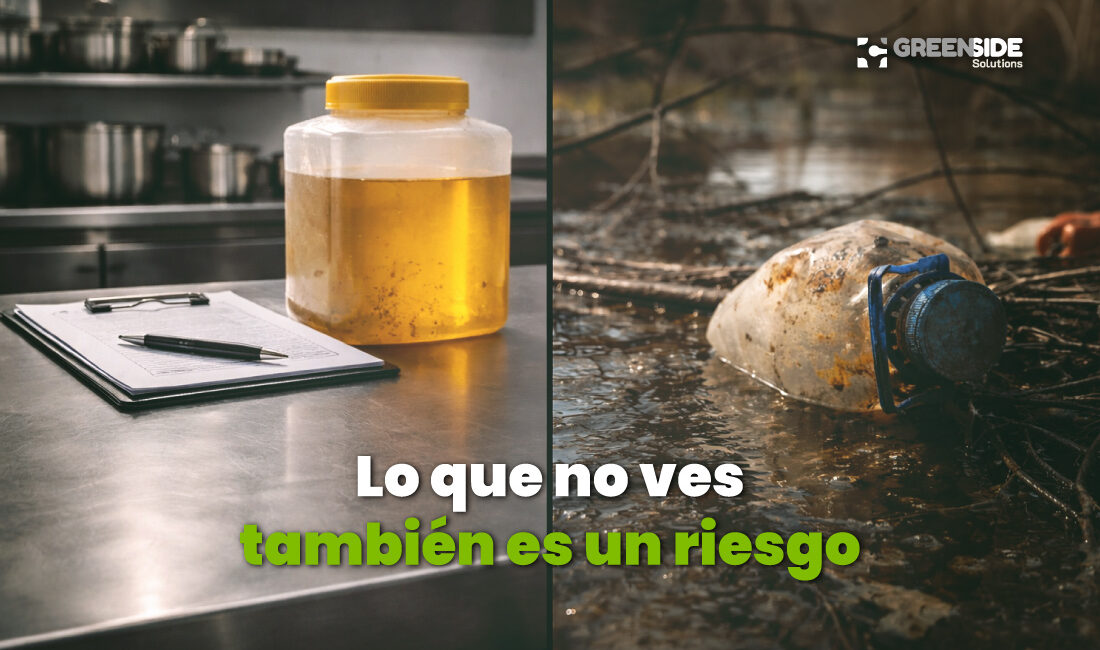 Contraste entre gestión controlada de aceite usado y riesgo ambiental por mala gestión de residuos