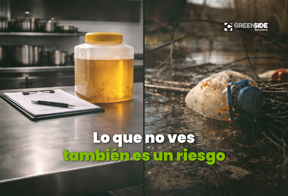 Contraste entre gestión controlada de aceite usado y riesgo ambiental por mala gestión de residuos