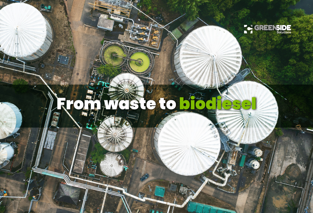 Process where used cooking oil is transformed into biodiesel through controlled waste management