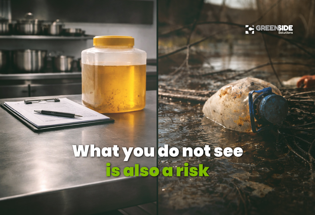 Contrast between controlled used oil management and environmental risk caused by poor waste handling